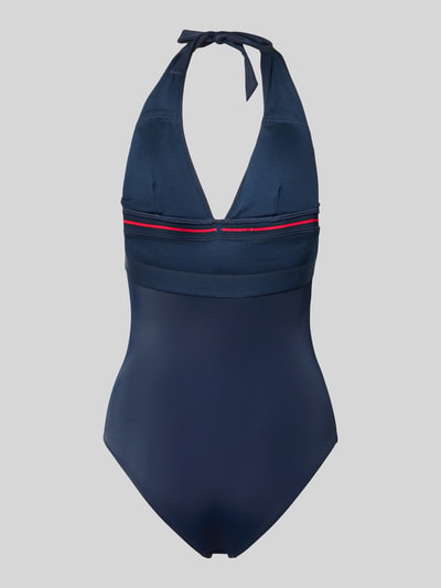 Produktfoto, Badpak met labelprint van Tommy Hilfiger, look: effen, model met bandjes: halter, zonder beugel, gevoerd, voorgevormd, uitneembaar, stretch
