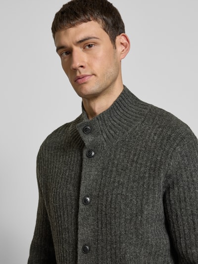 Jack & Jones Premium Strickjacke mit Stehkragen Modell 'HOWELL' Dunkelgrau 3