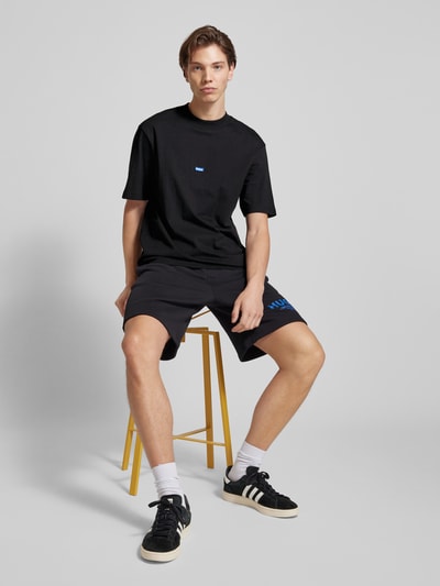 Hugo Blue T-Shirt mit Label-Stitching Modell 'Nieros' Black 1