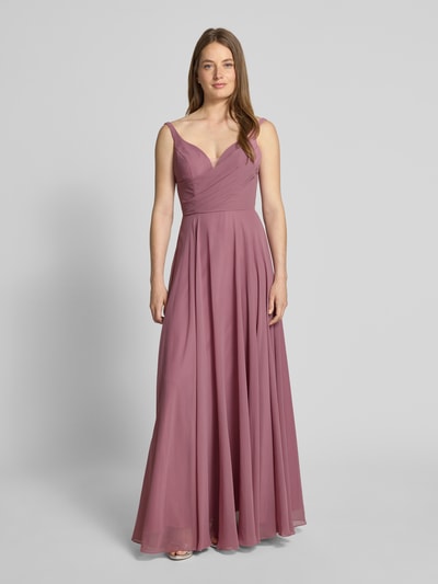 Laona Abendkleid mit Raffungen und V-Ausschnitt Altrosa 4