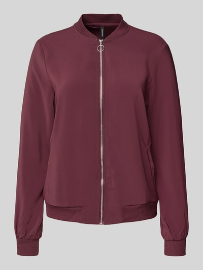 VERO MODA Bluzon o kroju regular fit z zamkiem błyskawicznym model ‘COCO’ Bordowy 2