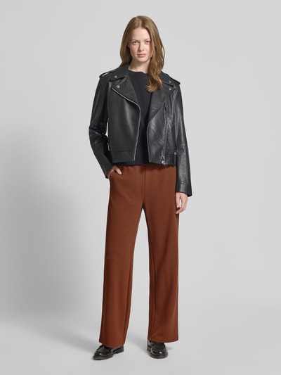 Zero Stoffen broek met achterzakken Middenbruin - 1