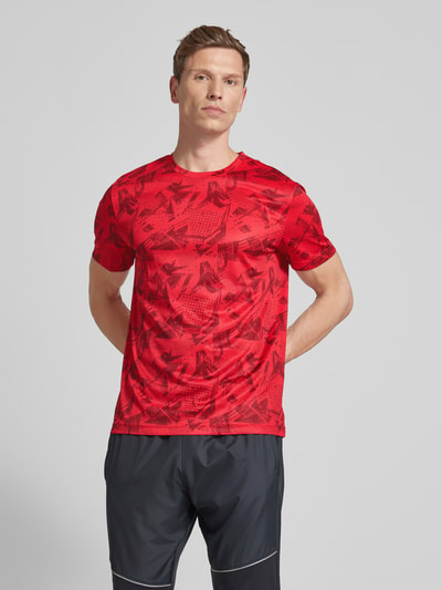 Christian Berg Men T-shirt met all-over motief Rood - 4