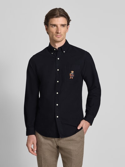 Polo Ralph Lauren Custom Fit Freizeithemd mit Motiv-Stitching Black 4