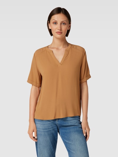 Vila Bluse mit V-Ausschnitt Modell 'OASHLY' Camel 4