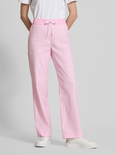 Marc Cain Straight leg linnen broek met tunnelkoord Felroze - 4