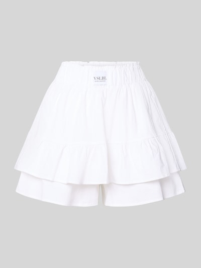 Produktfoto, Ausgestellter Skort aus Leinen-Baumwoll-Mix Modell 'LYNN' von VILLA SOPHIE, Damen Stoffshorts, weiß, strukturierte Oberfläche