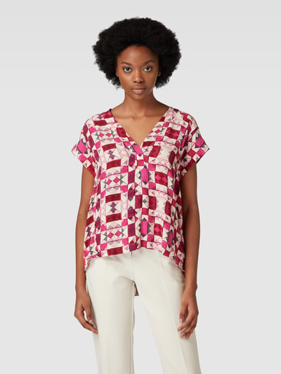 Esprit Blouseshirt van viscose met all-over motief Fuchsia - 4