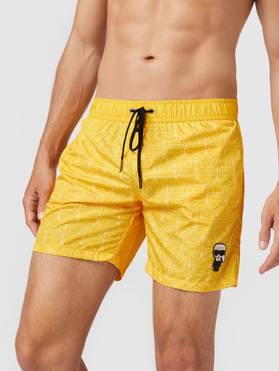 Karl Lagerfeld Beachwear Spodenki kąpielowe z logo  Żółty 2