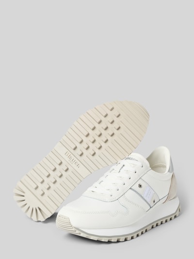 Produktfoto, Sneaker mit Schnürverschluss Modell 'MILLEN' von Blauer USA in Weiß aus Leder-Mix, Abgerundete-Spitze, Strukturierte-Sohle, Label-Detail