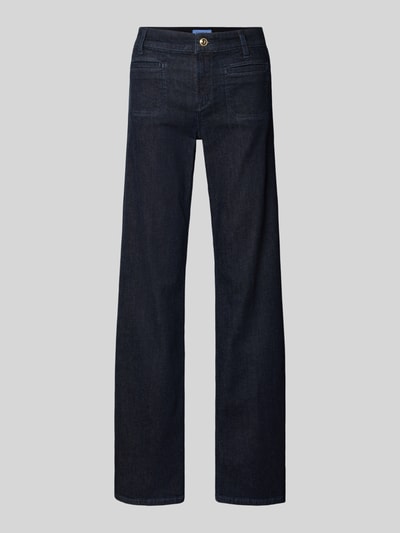 Productfoto, Wide Fit Jeans met steekzakken model 'Tess' van Cambio, donkerblauwe denim, katoenmix, achteraanzicht, context geïntegreerd