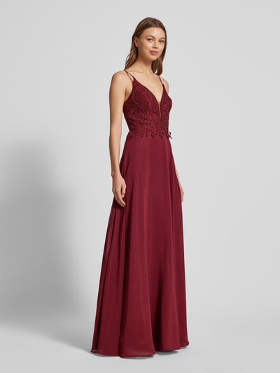 Luxuar Abendkleid mit Spitzenbesatz Bordeaux 1