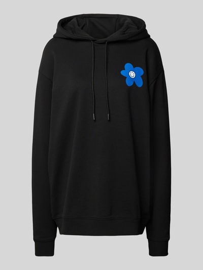 Hugo Blue Oversized Hoodie mit Label-Motiv-Print Black 2