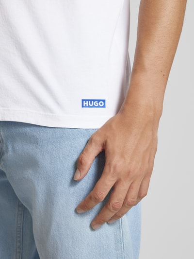 Hugo Blue T-Shirt mit Label-Print Weiss 3