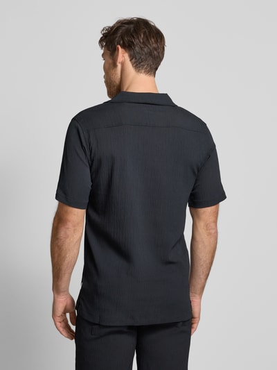 Lindbergh Relaxed fit vrijetijdsoverhemd met reverskraag Zwart - 5