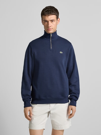 Lacoste Bluza z kołnierzem o kroju regular fit z czystej bawełny Granatowy 4