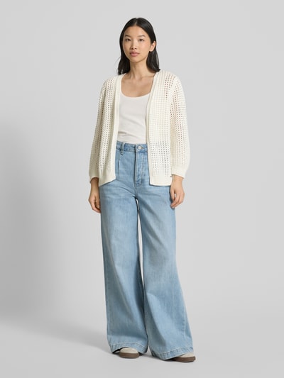 More & More Cardigan met gaatjesmotief Offwhite - 1