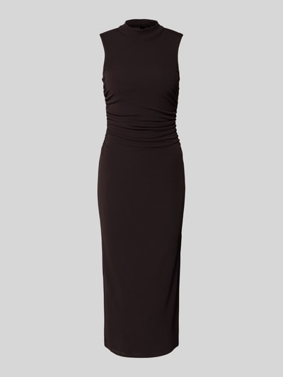 Produktfoto, schwarzes Midikleid mit Stehkragen Modell 'MIRRA' von Marella aus Viskose-Elasthan-Mix, figurbetont, glatte Oberfläche