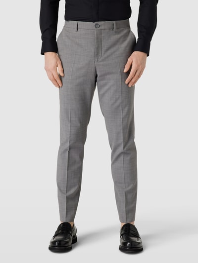 Selected Homme Pantalon met fijn motief Lichtgrijs - 4