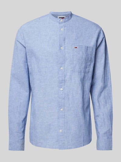 Tommy Jeans Vrijetijdsoverhemd in effen design met opstaande kraag en labelstitching Blauw - 2