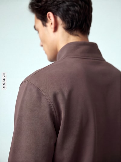 ARMEDANGELS Regular Fit Troyer aus reiner Baumwolle Modell 'WAARLO FLEECE' Schoko 3