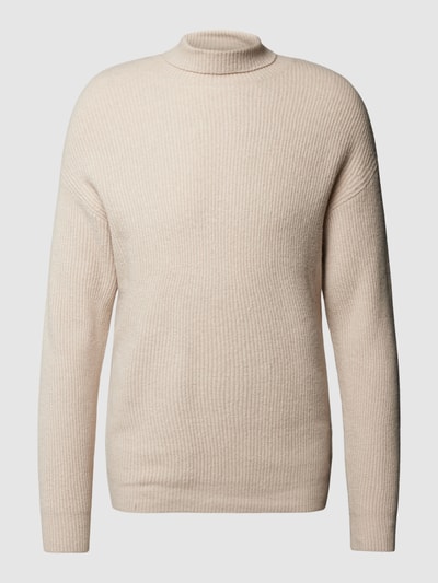 Drykorn Rollkragenpullover in Ripp-Optik Sand 1