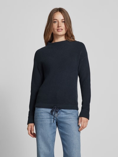 Jake*s Casual Gebreide pullover met strikdetail Donkerblauw - 4