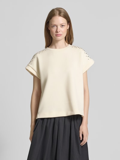 Zero Strickshirt mit Viskose-Anteil und Nietenbesatz Beige 4