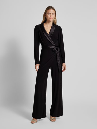 Adrianna Papell Jumpsuit mit Schalkragen und Bindegürtel Black 4