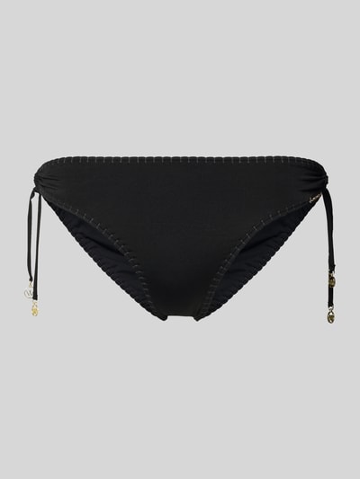 Produktfoto, Bikinihose mit seitlicher Schnürung von WATERCULT in Schwarz, Material-Mix mit Stretch-Anteil, körpernahe Passform, elastischer Bund