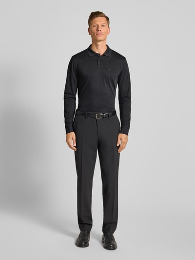 Christian Berg Men Regular fit poloshirt in design met lange mouwen Antraciet - 1