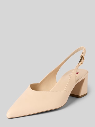 Produktfoto, Pumps aus Leder mit Riemen und Blockabsatz von Högl, prawdziwa skóra, beżowy kolor, szpiczasty przód, pasek z klamrą, obcas blokowy, wysokość obcasa 5 cm, wysokość cholewki 1 cm