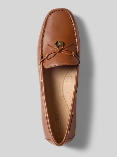 Lauren Ralph Lauren Mokasyny skórzane z aplikacją z logo model ‘WYLIE’ Koniakowy 3