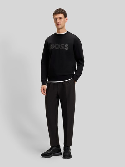 BOSS Green Regular fit sweatshirt van katoenmix, model 'SALBO' Zwart - 1