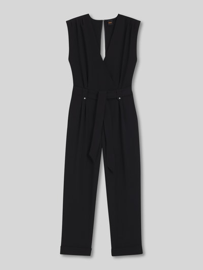 BOSS Orange Regular fit jumpsuit met ronde plissés
 Zwart - 2