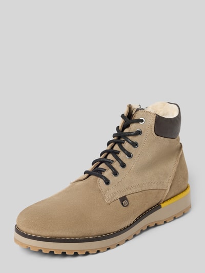 Productfoto, Boots uit leer met rits van BULLBOXER, bruin, afgeronde neus, veter, warme voering, profielzool, maat 44 context.