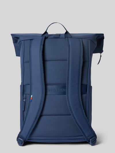 Produktfoto, Rucksack mit Reißverschlusstasche Modell 'ROLLTOP EASY' von Gotbag in Blau mit Rolltop, Tragehenkel, verstellbare Träger, Hauptfach mit Reißverschluss, Maße 32 cm Breite, 47 cm Länge, 15 cm Tiefe, 65 cm Riemenlänge.