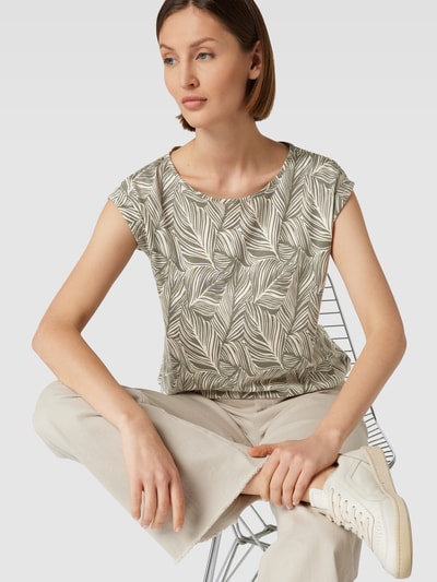 Montego T-shirt z przeszytą zakładką na rękawach Trzcinowy 3