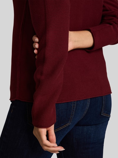Tom Tailor Regular Fit Pullover mit gerippten Abschlüssen Bordeaux 3
