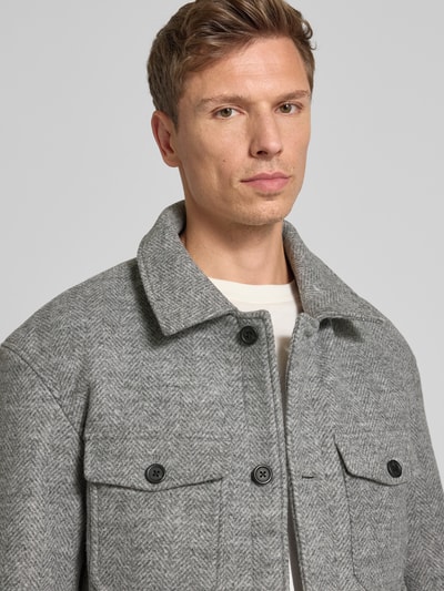 SELECTED HOMME Regular fit wollen jack met platte kraag, model 'MITCH' Zilver - 3