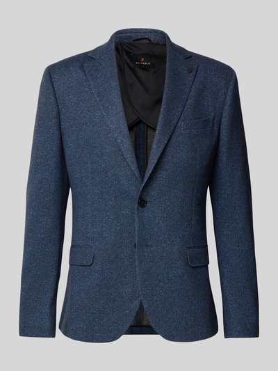 Produktfoto, Slim Fit Sakko mit Baumwoll-Anteil Modell 'Nick' von Zuitable in Blau, feine Struktur, Reverskragen, 2-Knopfleiste, Pattentaschen