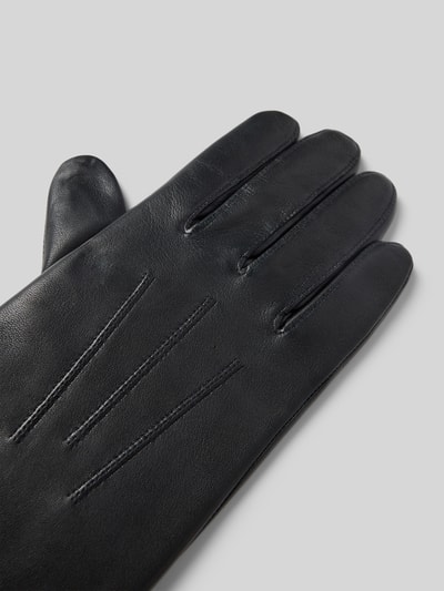 Produktfoto, Lederhandschuhe aus echtem Leder Modell 'Coburg' von Roeckl, schwarze Fingerhandschuhe mit Ziernähten, glatte Textur, Label-Details