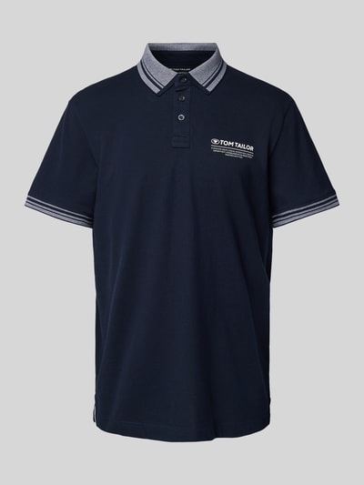 Tom Tailor Regular fit poloshirt met labelprint Marineblauw - 2