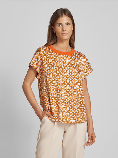 Christian Berg Woman Selection Blouseshirt met geribde ronde hals Oranje - 4