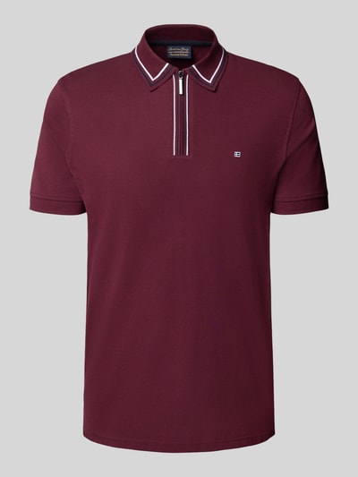 Christian Berg Men Regular Fit Poloshirt mit Reißverschluss Bordeaux 2