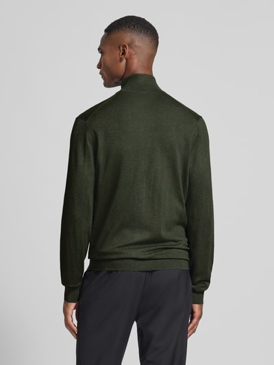 MCNEAL Slim Fit Strickjacke aus Viskose-Mix mit Reißverschluss Dunkelgruen Melange 5