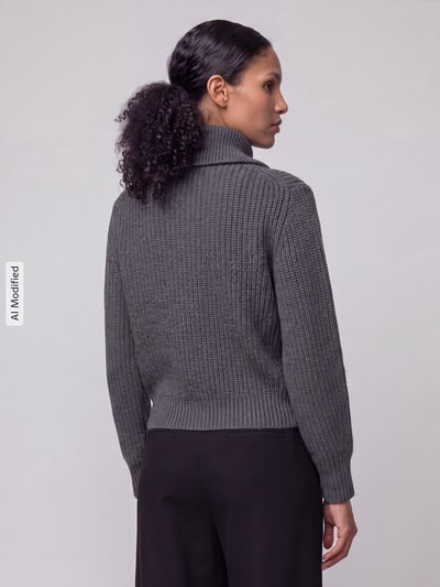 Weekend Max Mara Regular Fit Pullover aus reiner Schurwolle Modell 'LASER' Anthrazit 5