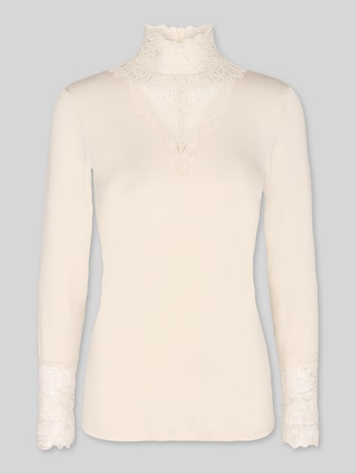 Soyaconcept Slim Fit Langarmshirt mit Spitzenbesatz Offwhite 2