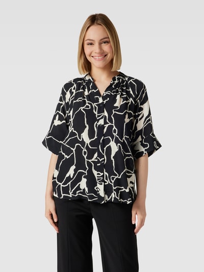 Fransa Blouse met V-hals, model 'Kay' Zwart - 4