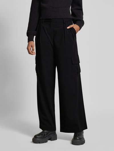 Stefanel Wide Leg Bundfaltenhose mit Cargotaschen Black 4